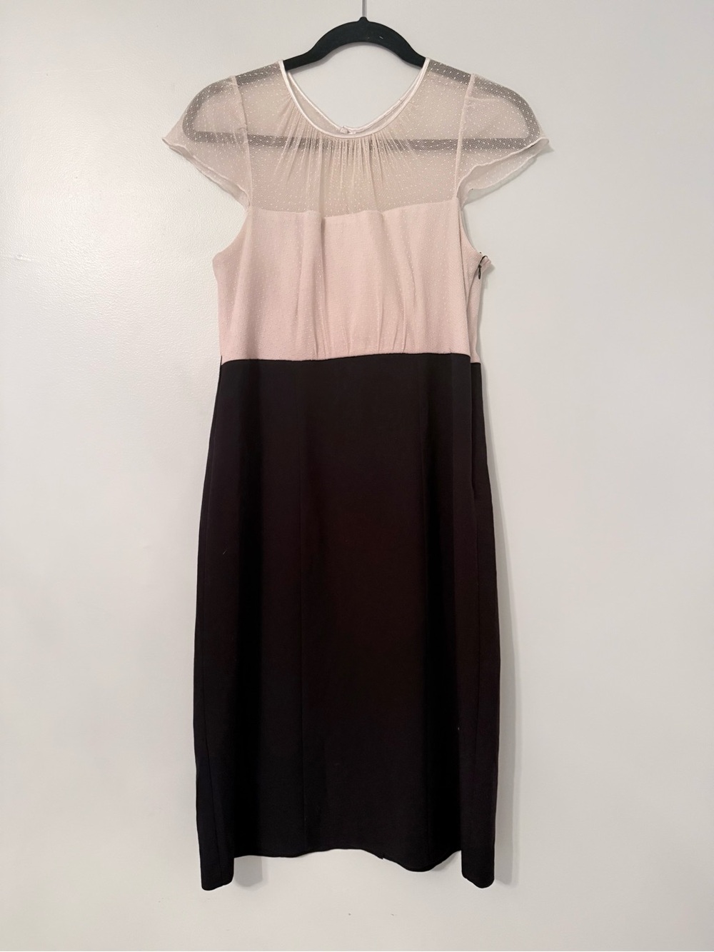Signature by Sangria Blush and Black Midi Dress with Sheer Yoke